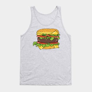 Cheeseburger Sandwich Hand Drawn Illustration Tank Top